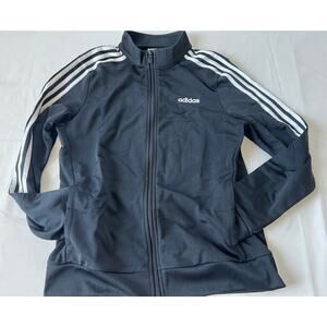Adidas Track Jacket Women’s Size Medium Full Zip Black White Stripes Pockets